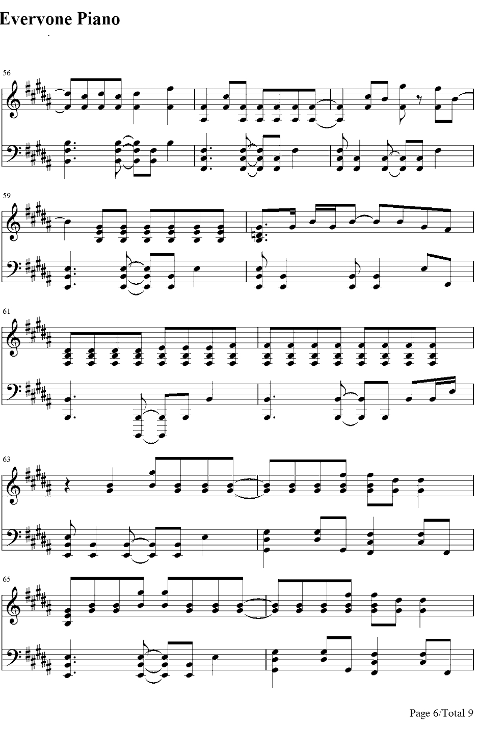 Yellow钢琴谱 Coldplay6