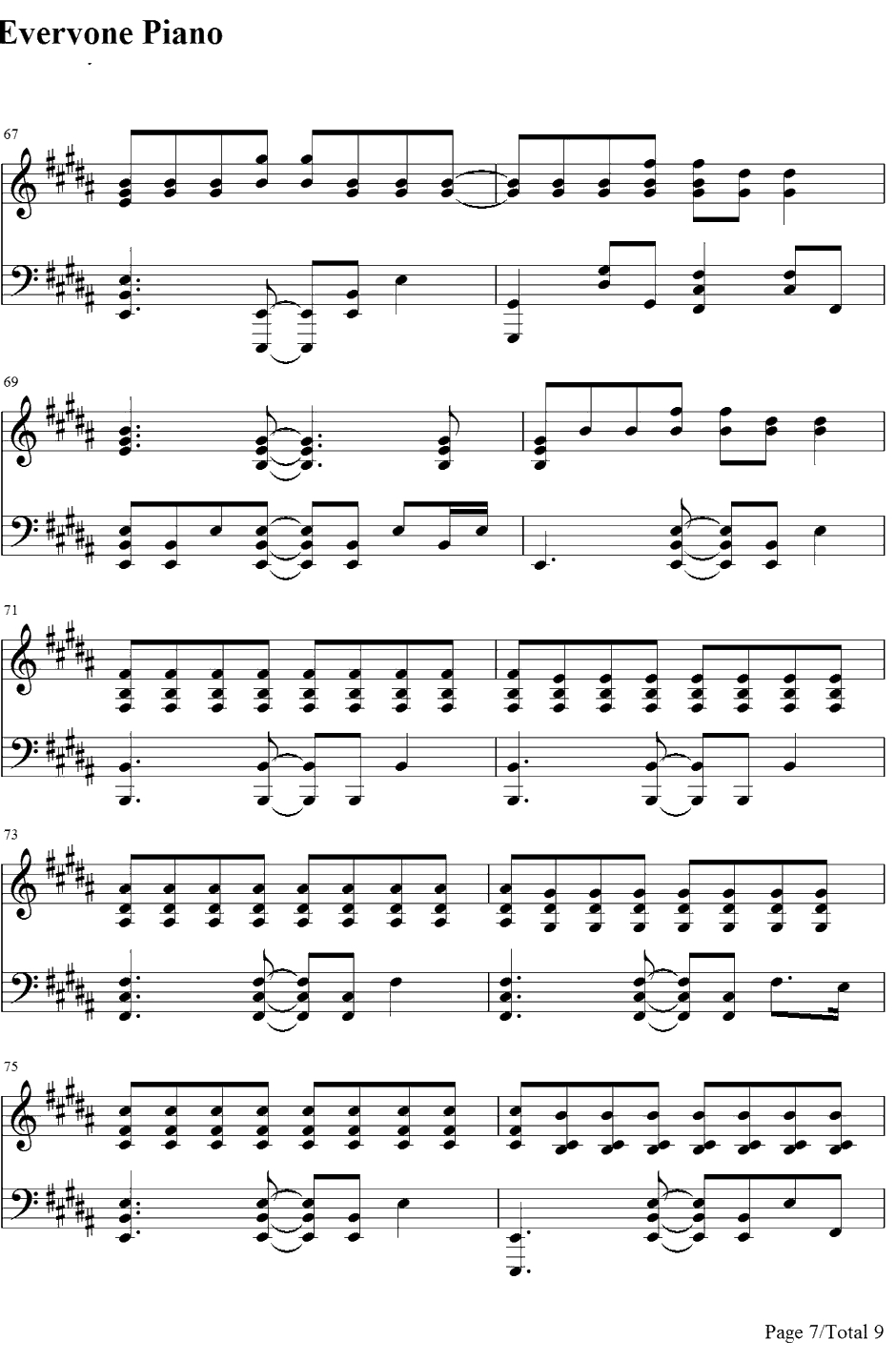 Yellow钢琴谱 Coldplay7