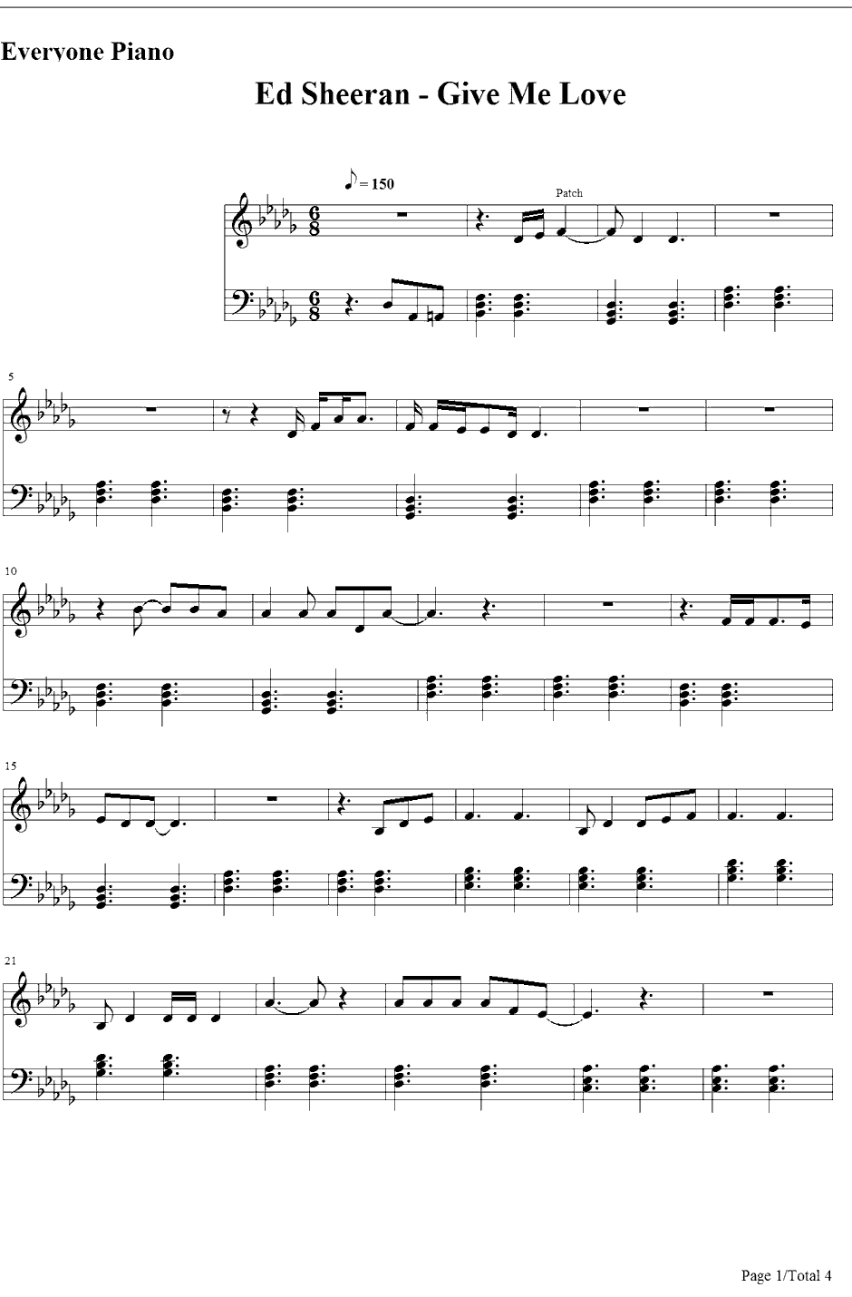 Give Me Love钢琴谱-EdSheeran1