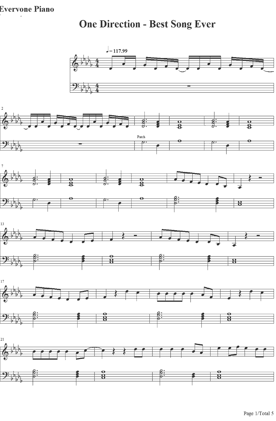 Best Song Ever钢琴谱-OneDirection1