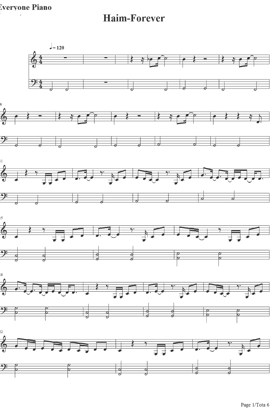 Forever钢琴谱-Haim1