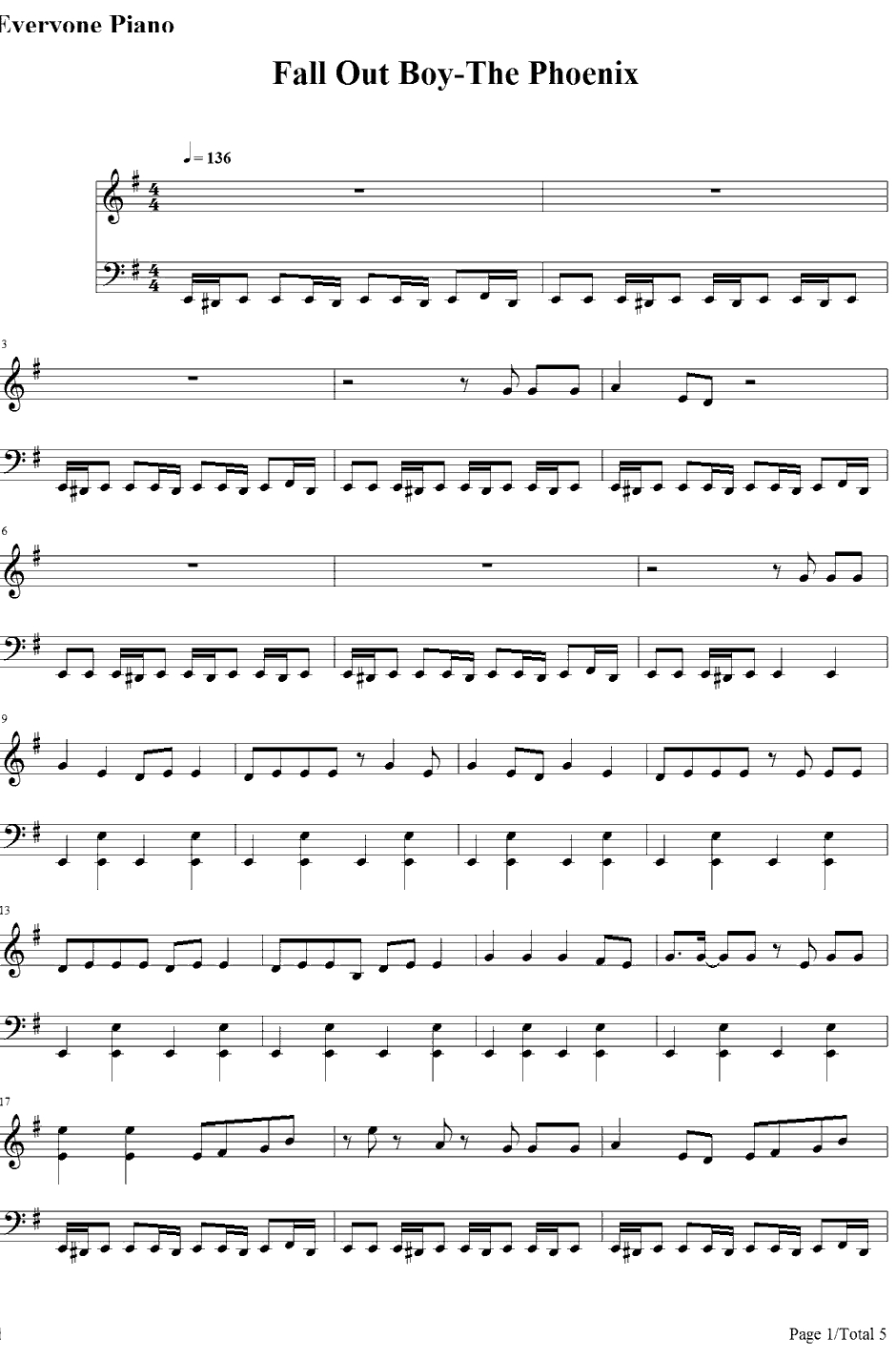 The Phoenix钢琴谱-FallOutBoy1