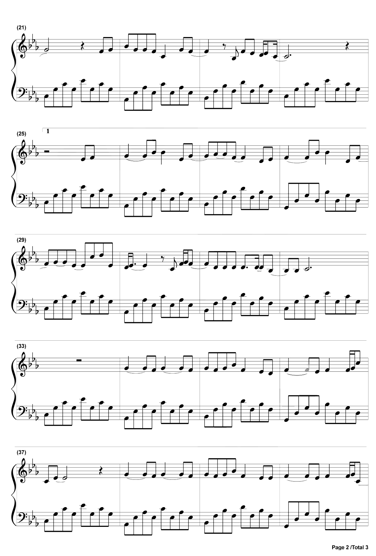 你的酒馆对我打了烊钢琴谱 - 陈雪凝2