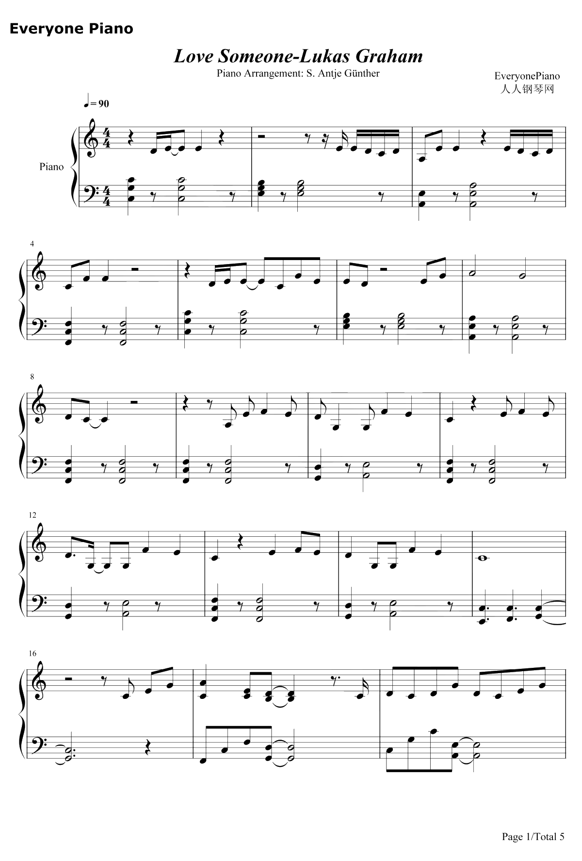 Love Someone钢琴谱-LukasGraham1