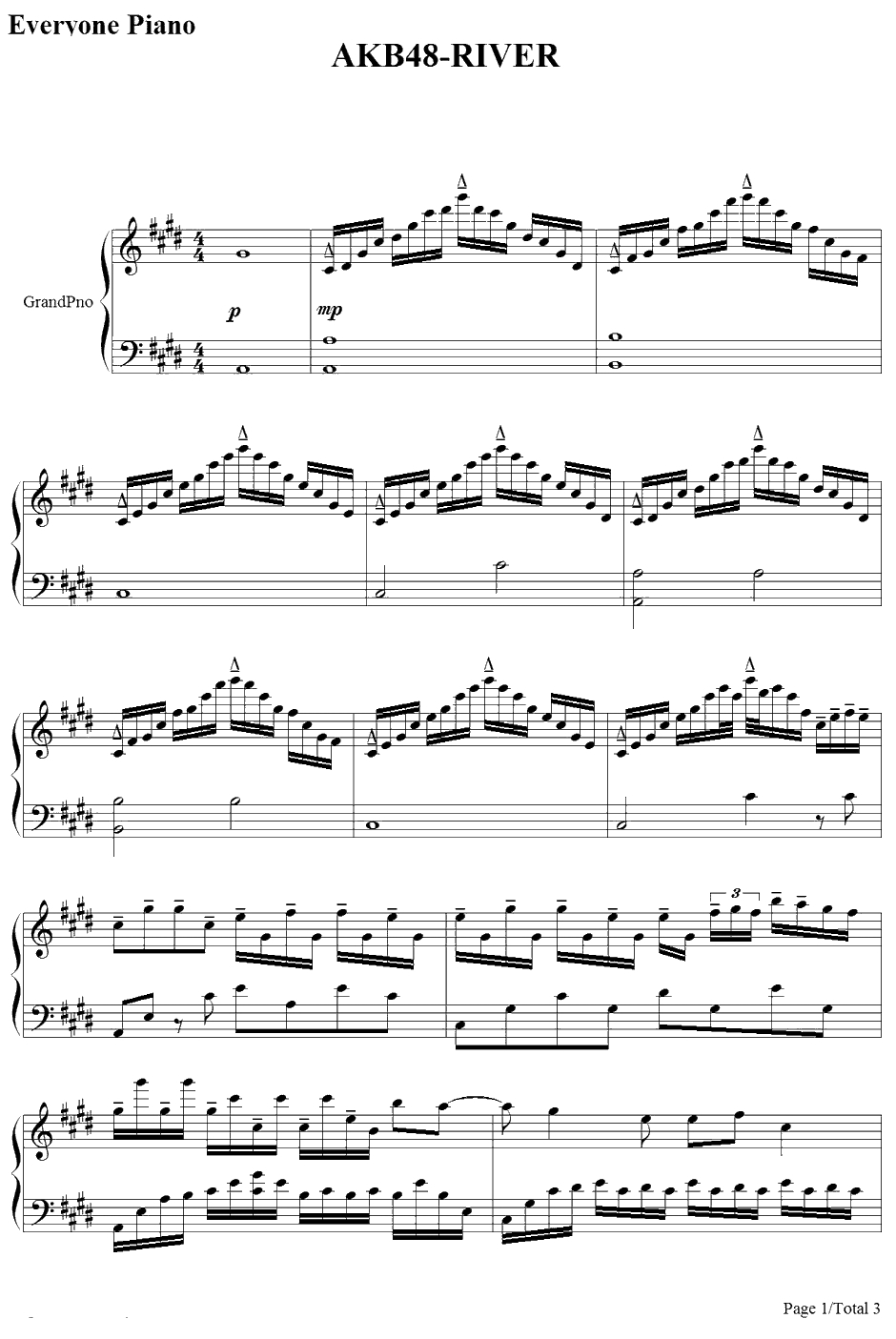 RIVER钢琴谱-AKB48-1
