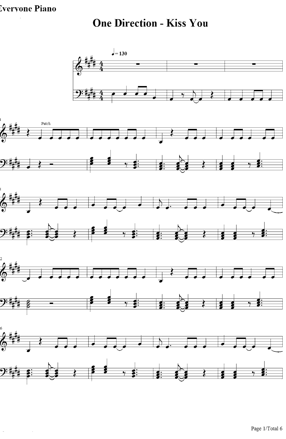 KissYou钢琴谱-OneDirection1