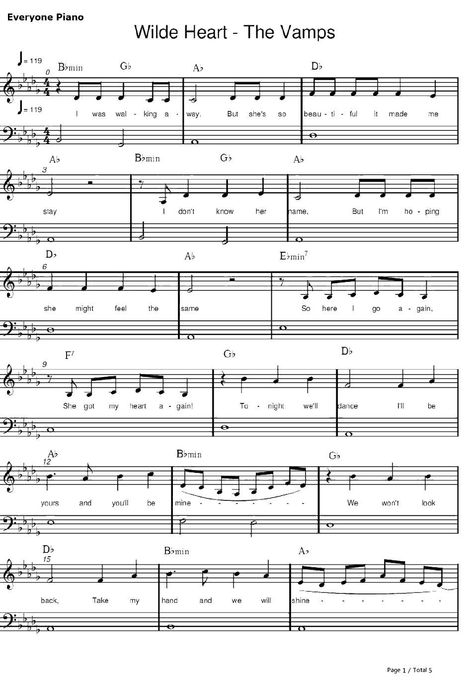 Wild Heart钢琴谱-TheVamps1