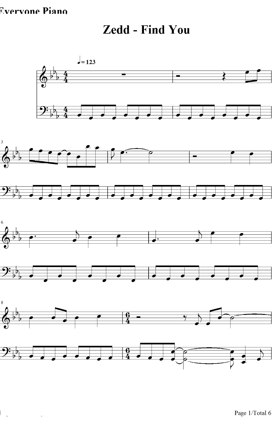 Find You钢琴谱-Zedd1