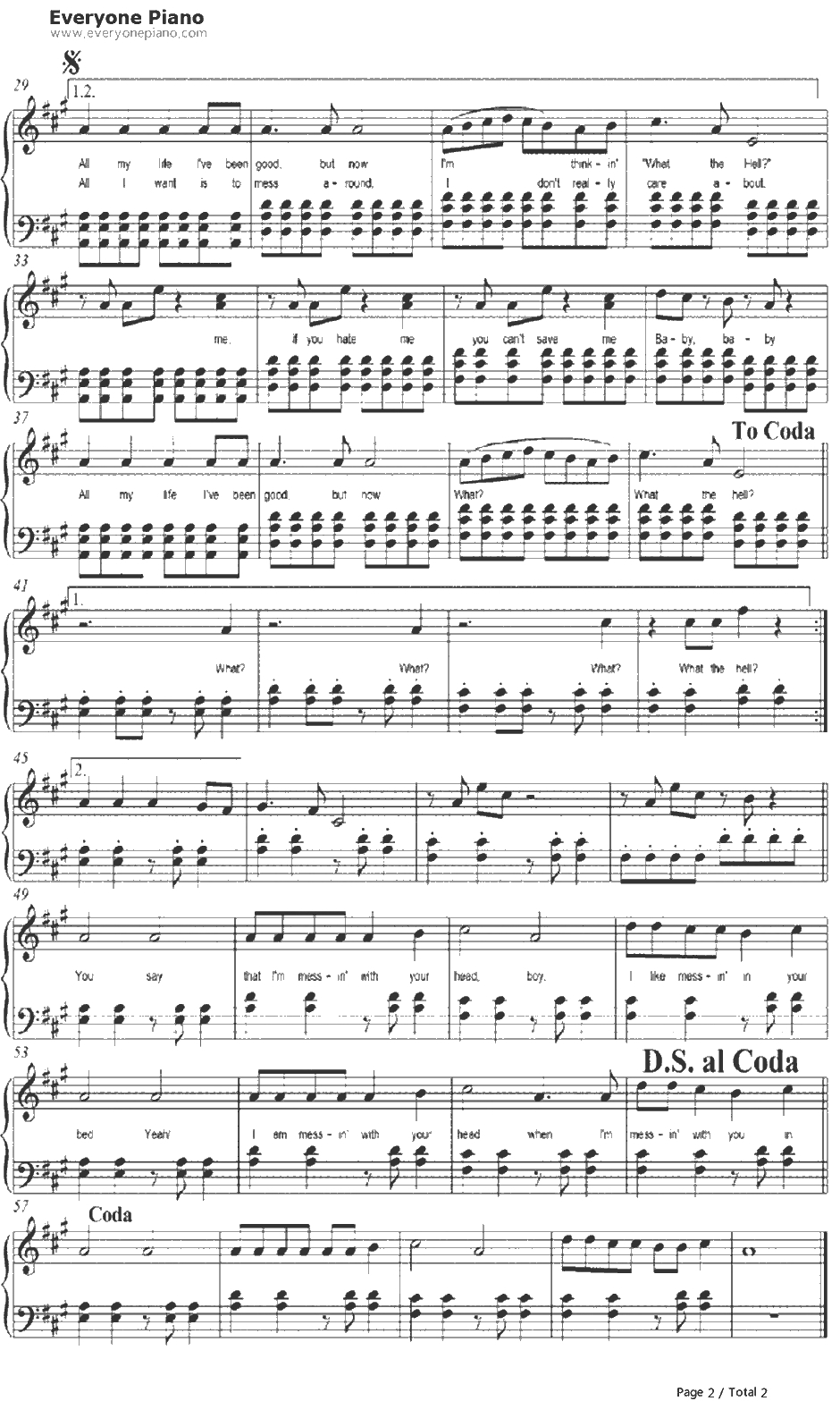 What the Hell钢琴谱-AvrilLavigne2