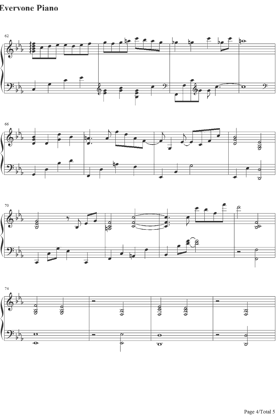 さよならは言わない钢琴谱-小田和正-不要说再见-小田和正4