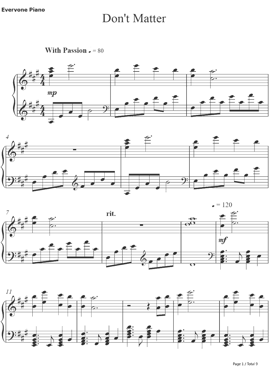 Don't Matter钢琴谱-Akon1