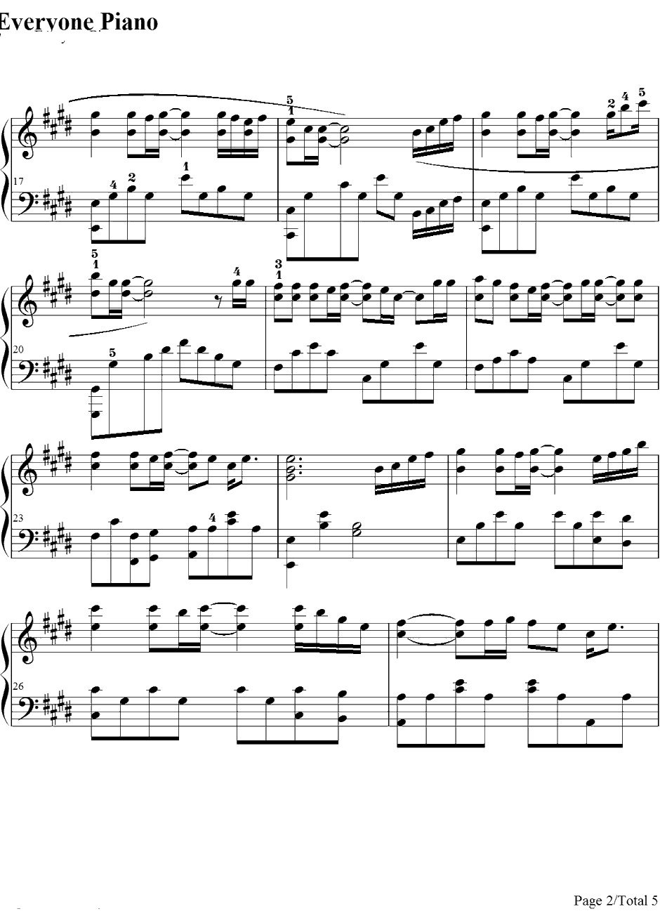 千千阙歌钢琴谱-陈慧娴-夕焼けの歌-陈慧娴2