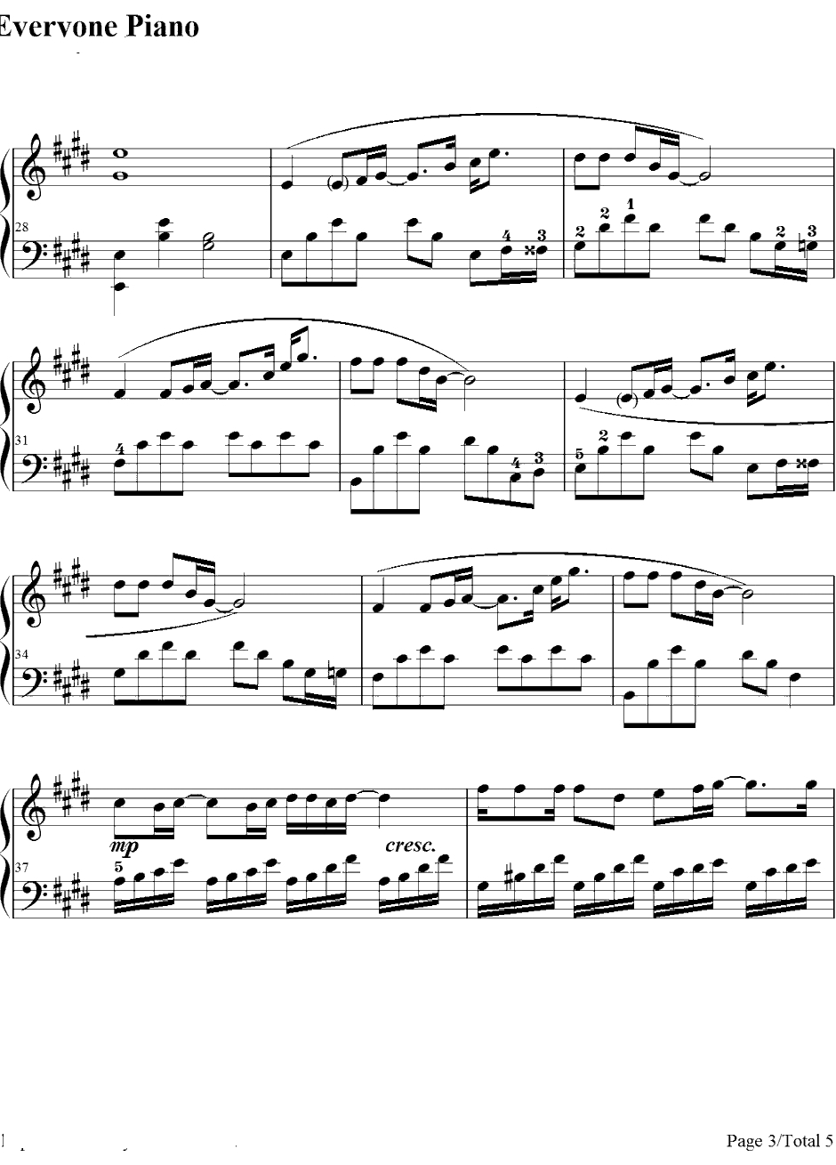 千千阙歌钢琴谱-陈慧娴-夕焼けの歌-陈慧娴3