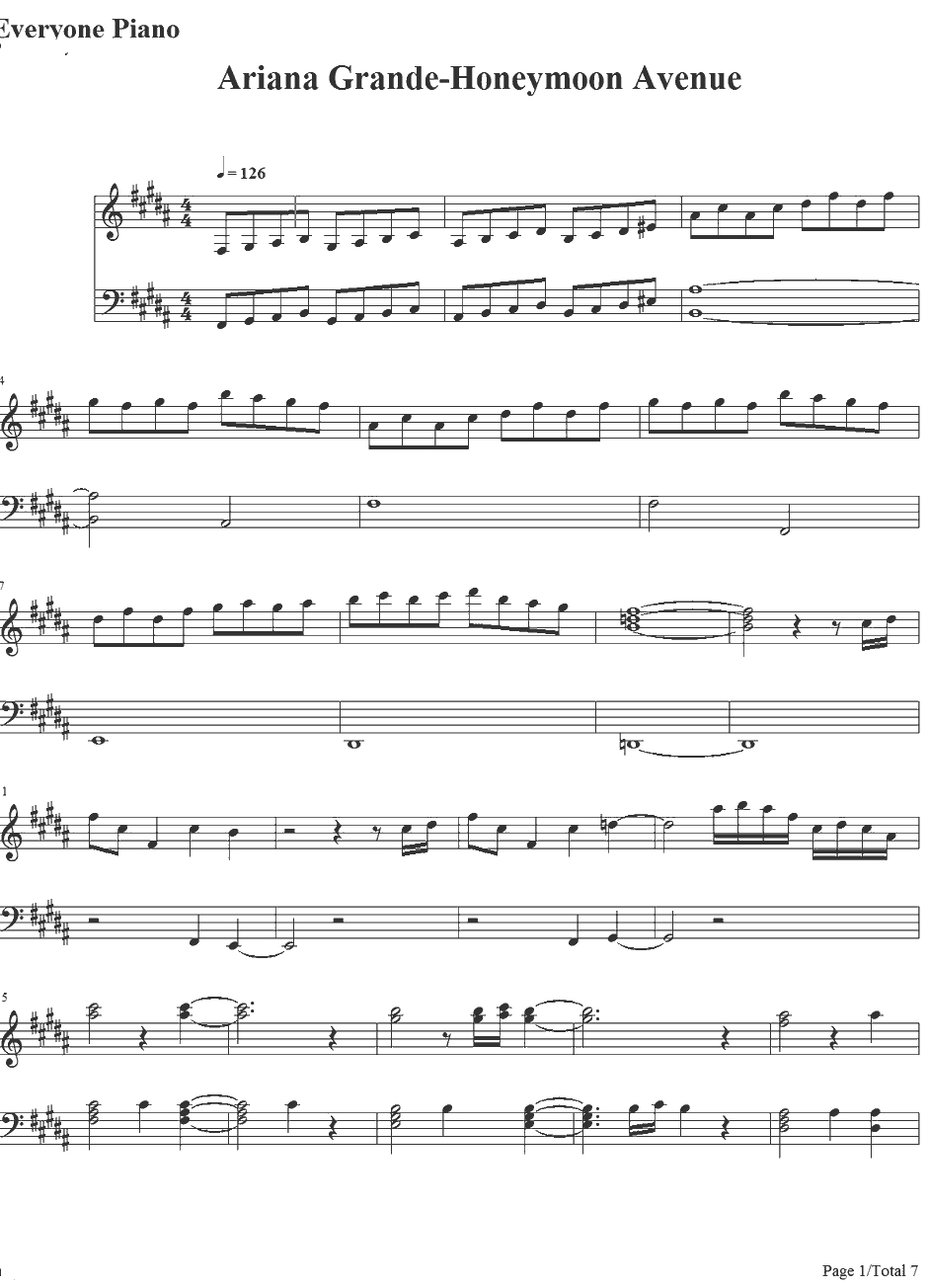 Honeymoon Avenue钢琴谱-ArianaGrande1