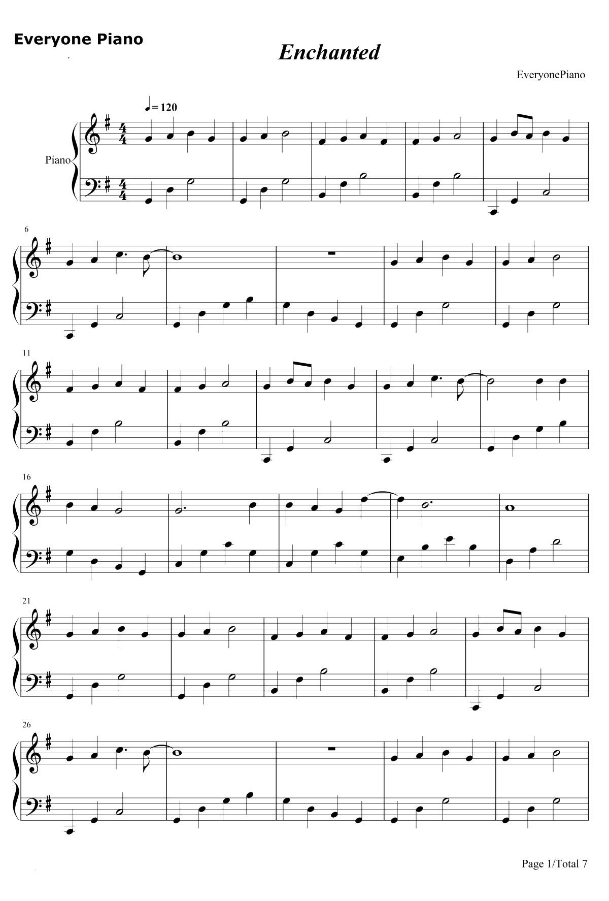 Enchanted钢琴谱-TaylorSwift1