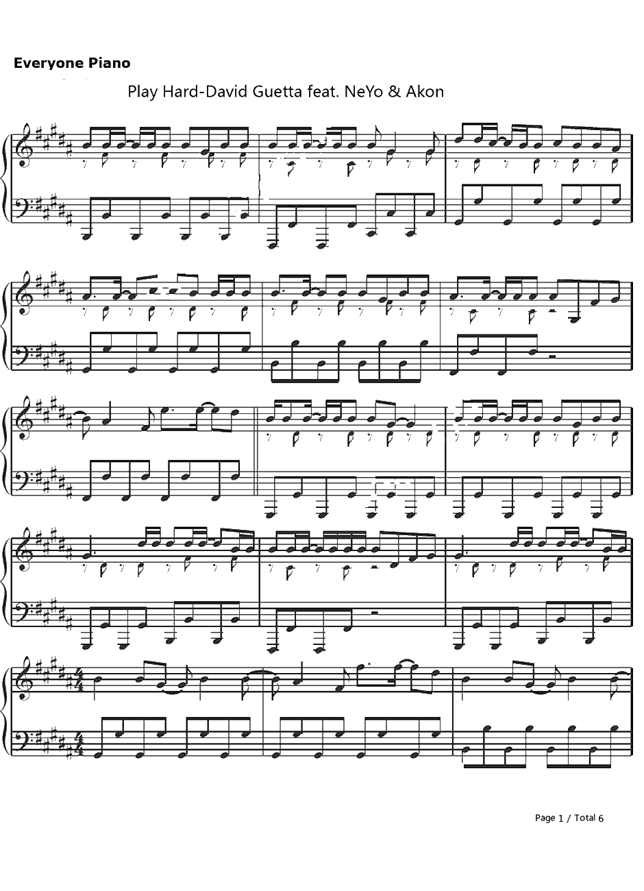 Play Hard钢琴谱-DavidGuettafeat.NeYo&Akon1