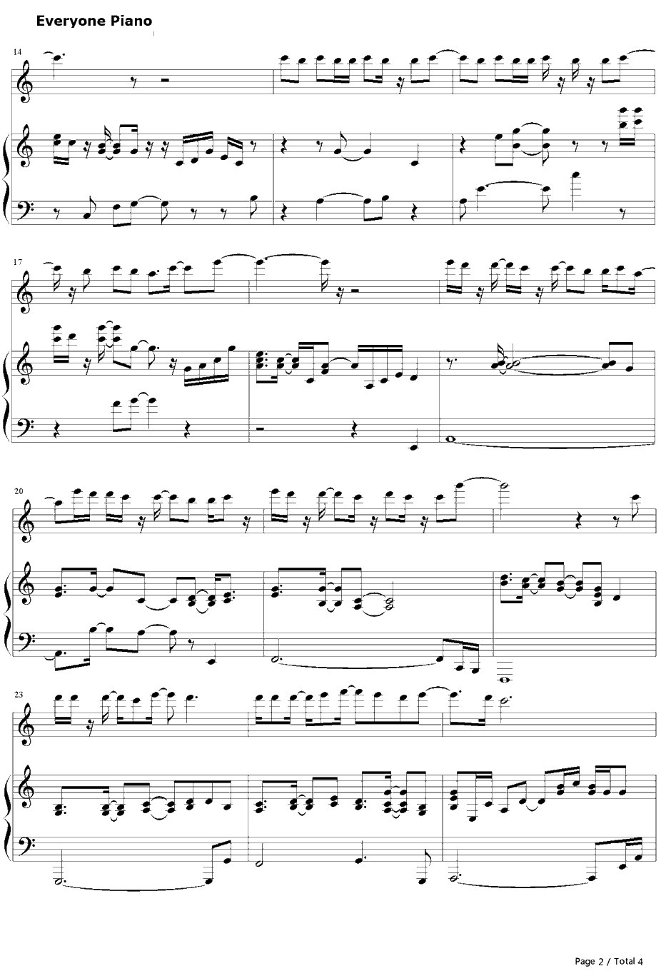 不死之身钢琴谱-林俊杰2