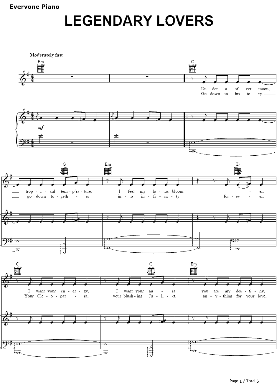 Legendary Lovers钢琴谱-KatyPerry1