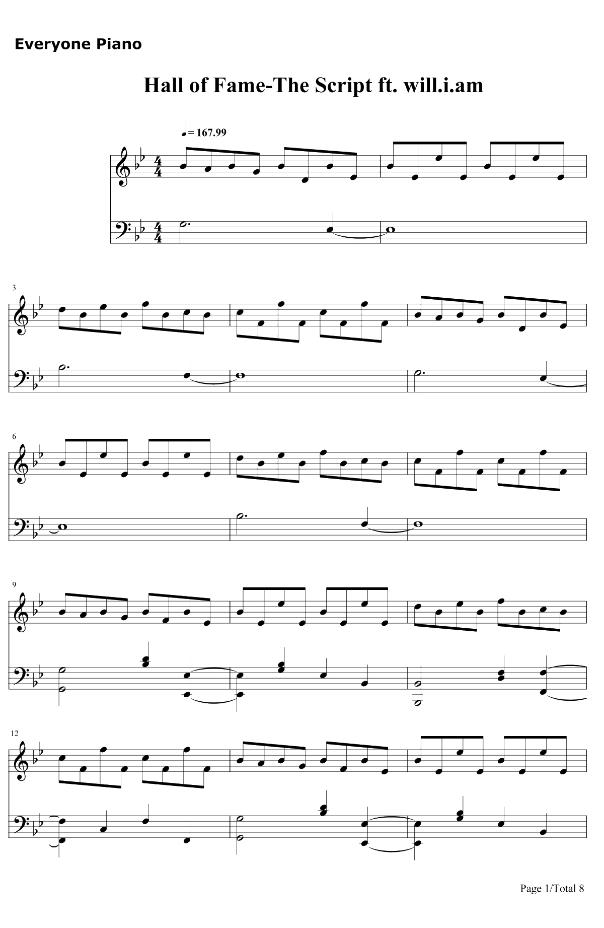 Hall of Fame钢琴谱-TheScriptft.will.i.am1