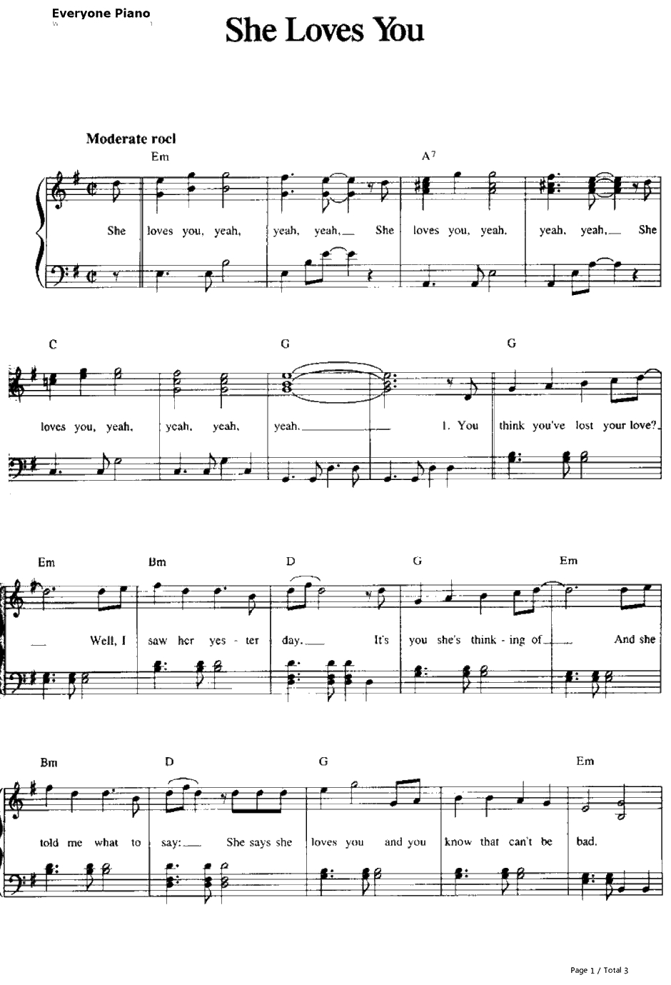 She Loves You钢琴谱-TheBeatles1