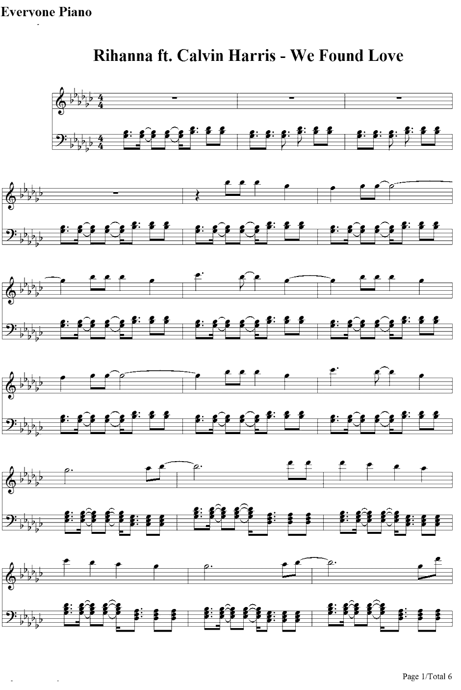 We Found Love钢琴谱-RihannaftCalvinHarris1