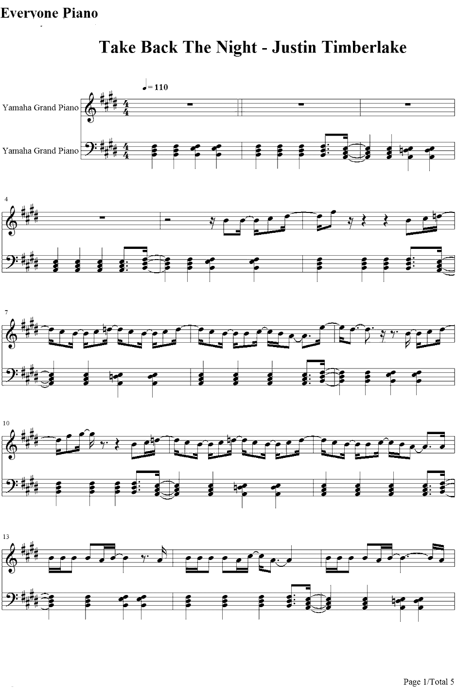 Take Back The Night钢琴谱-JustinTimberlake1