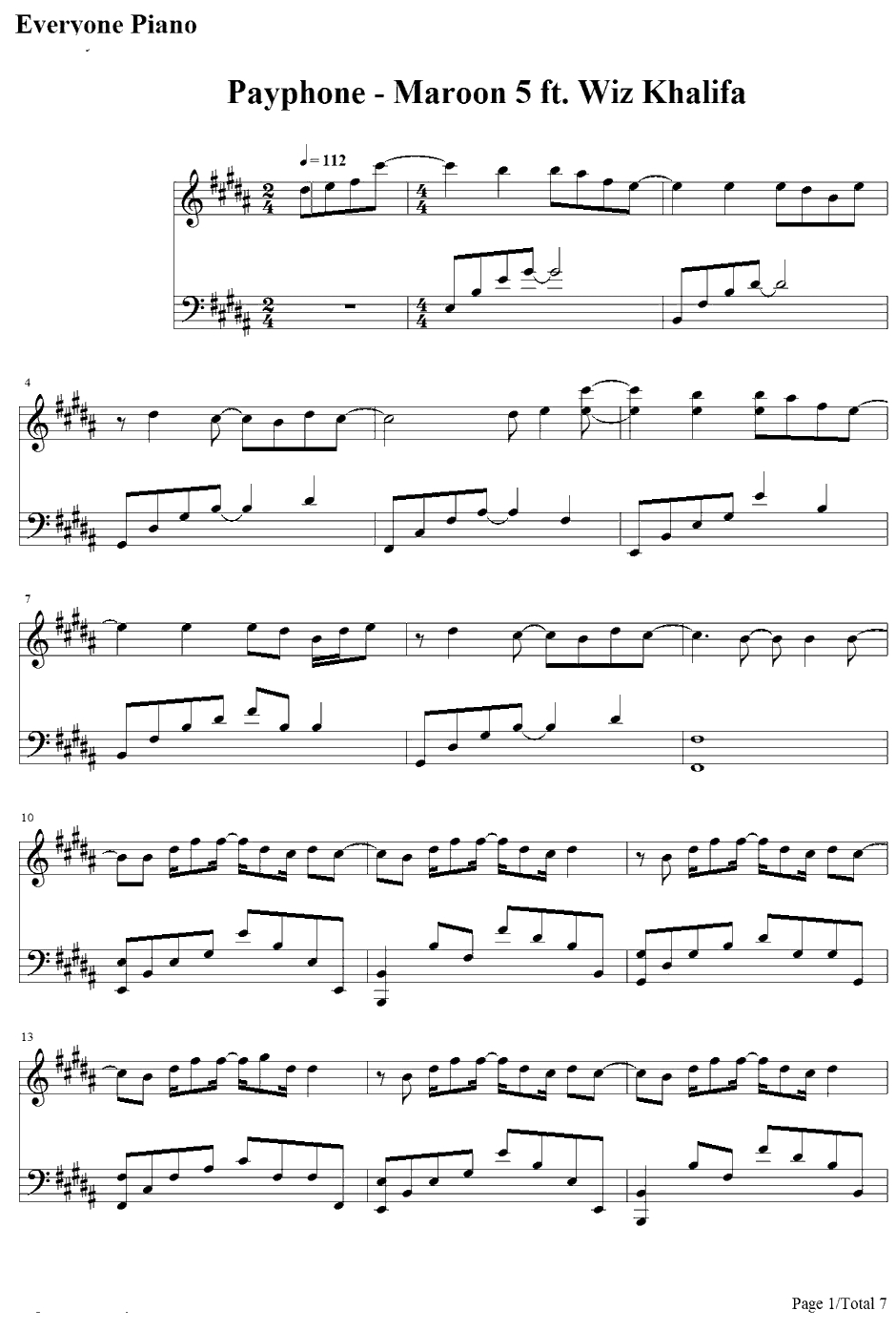 Payphone钢琴谱-Maroon5ft.WizKhalifa1