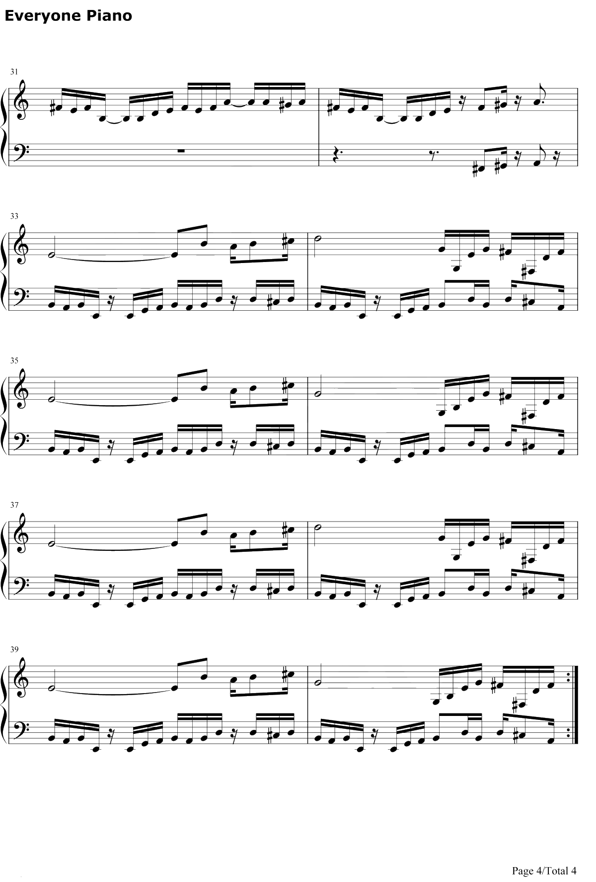 魂斗罗背景音乐钢琴谱-未知-魂斗罗背景音乐4