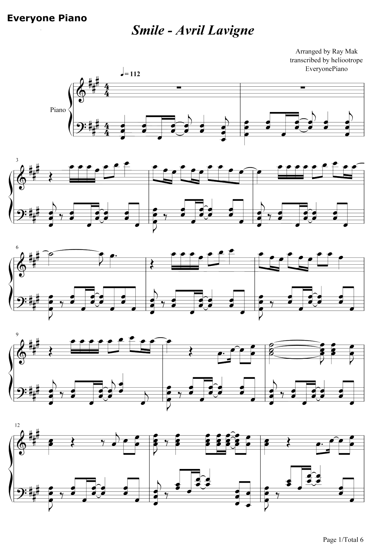 Smile钢琴谱-AvrilLavigne1