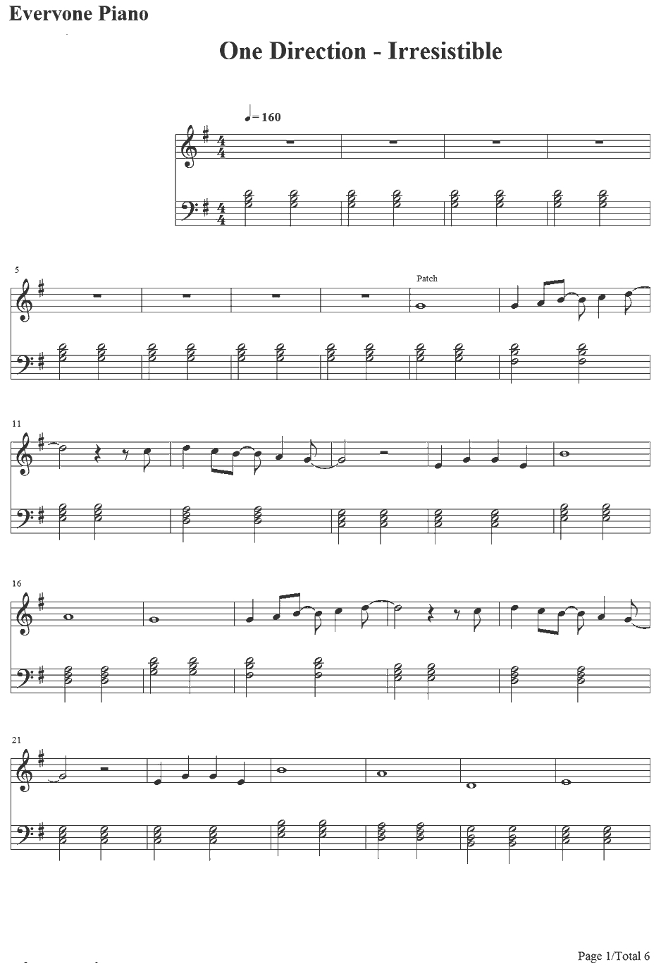 Irresistible钢琴谱-OneDirection1