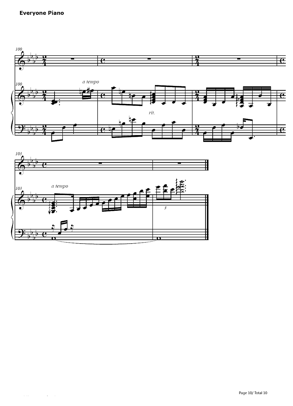 爱しい人へ钢琴谱-タイナカサチ田井中彩智　-精灵守护者ED10