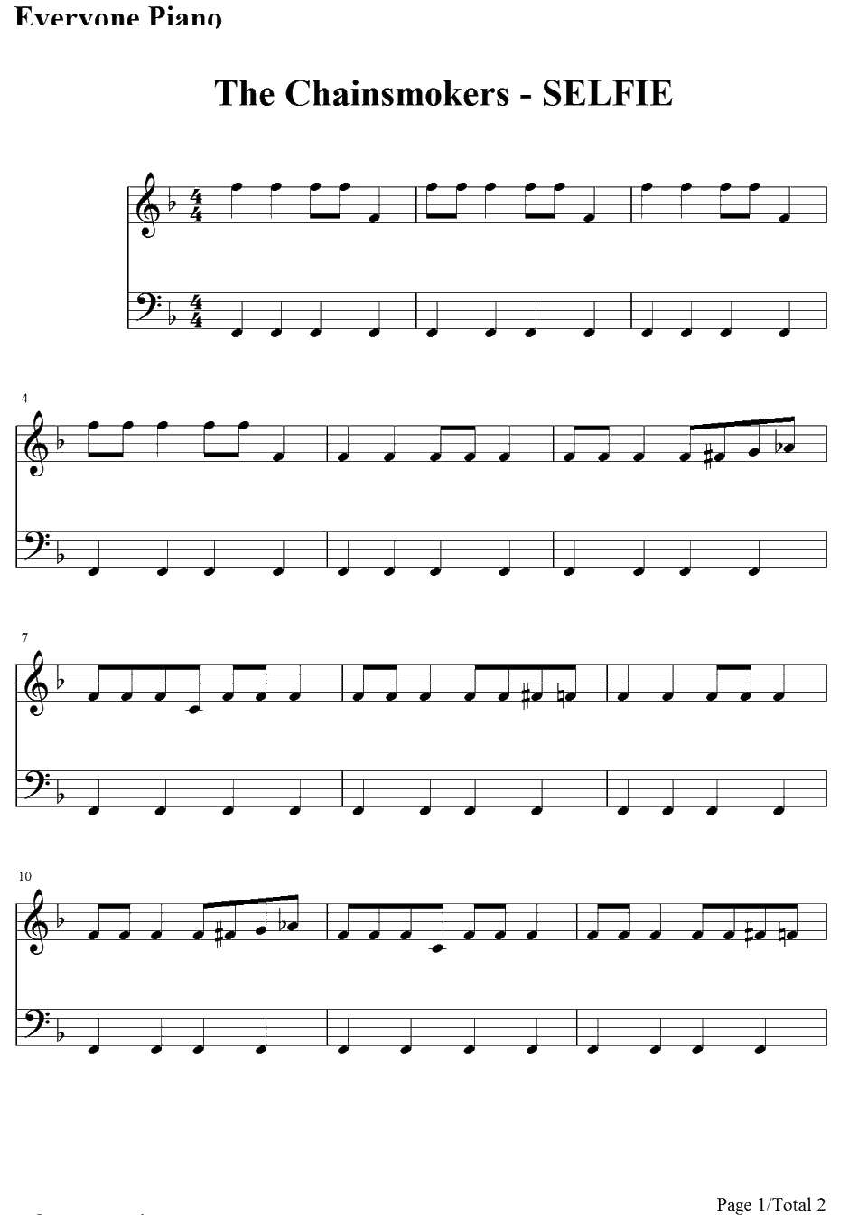 Selfie钢琴谱-TheChainsmokers-#SELFIE1