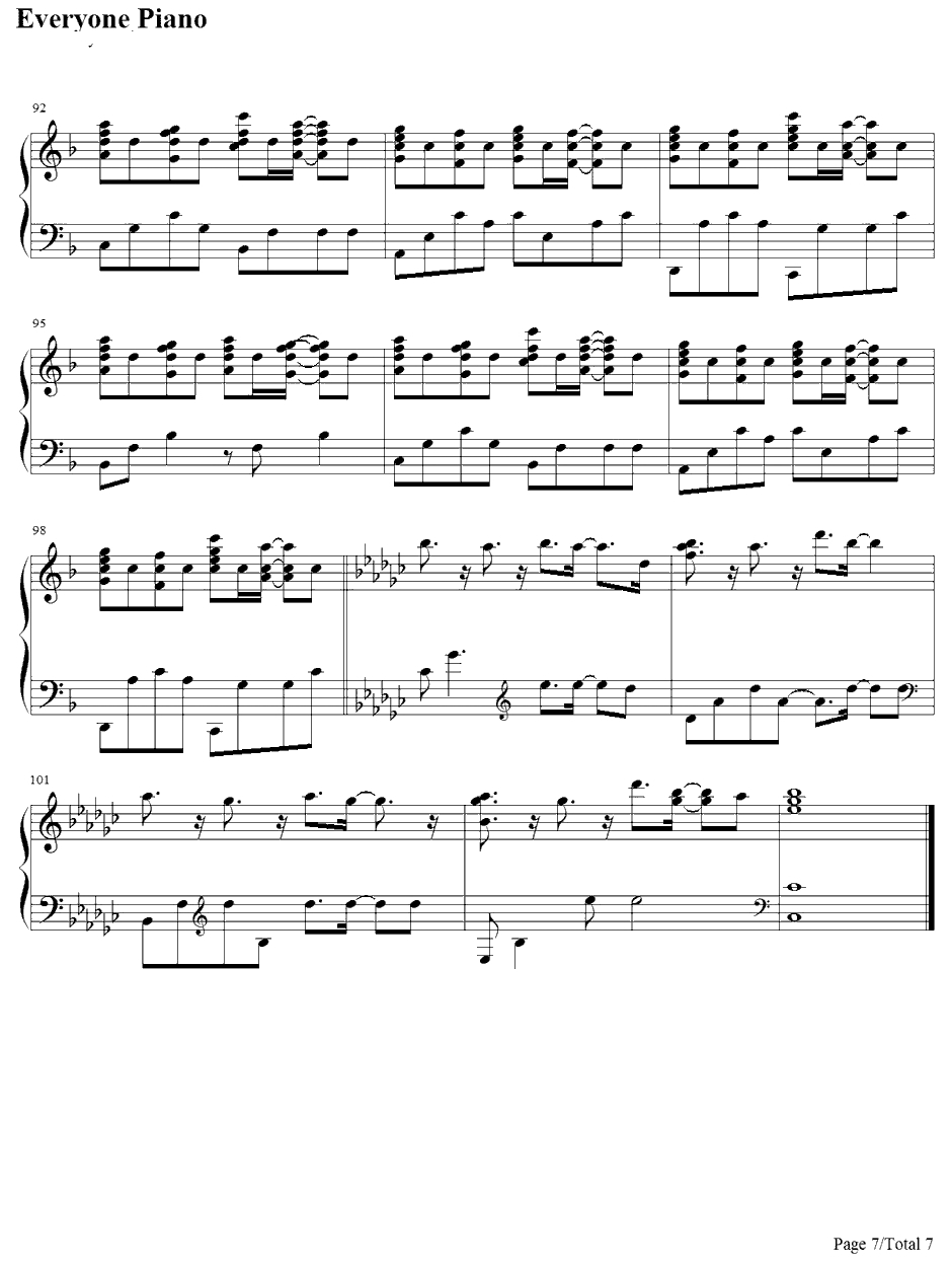 さよならのかわりに钢琴谱-つぐみ寮寮生会合唱団-青空下的约定ED7