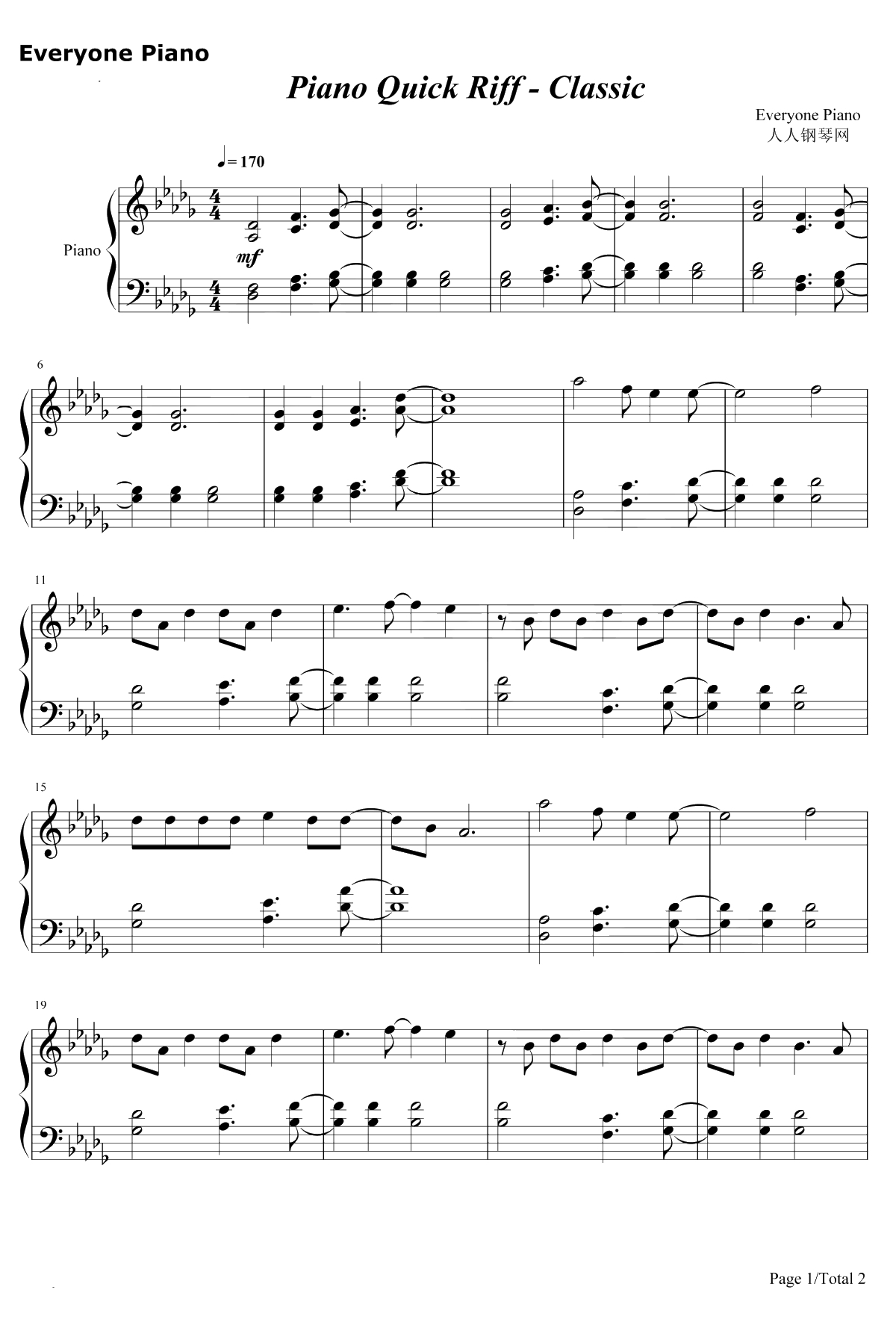 Classic钢琴谱-MKTO1