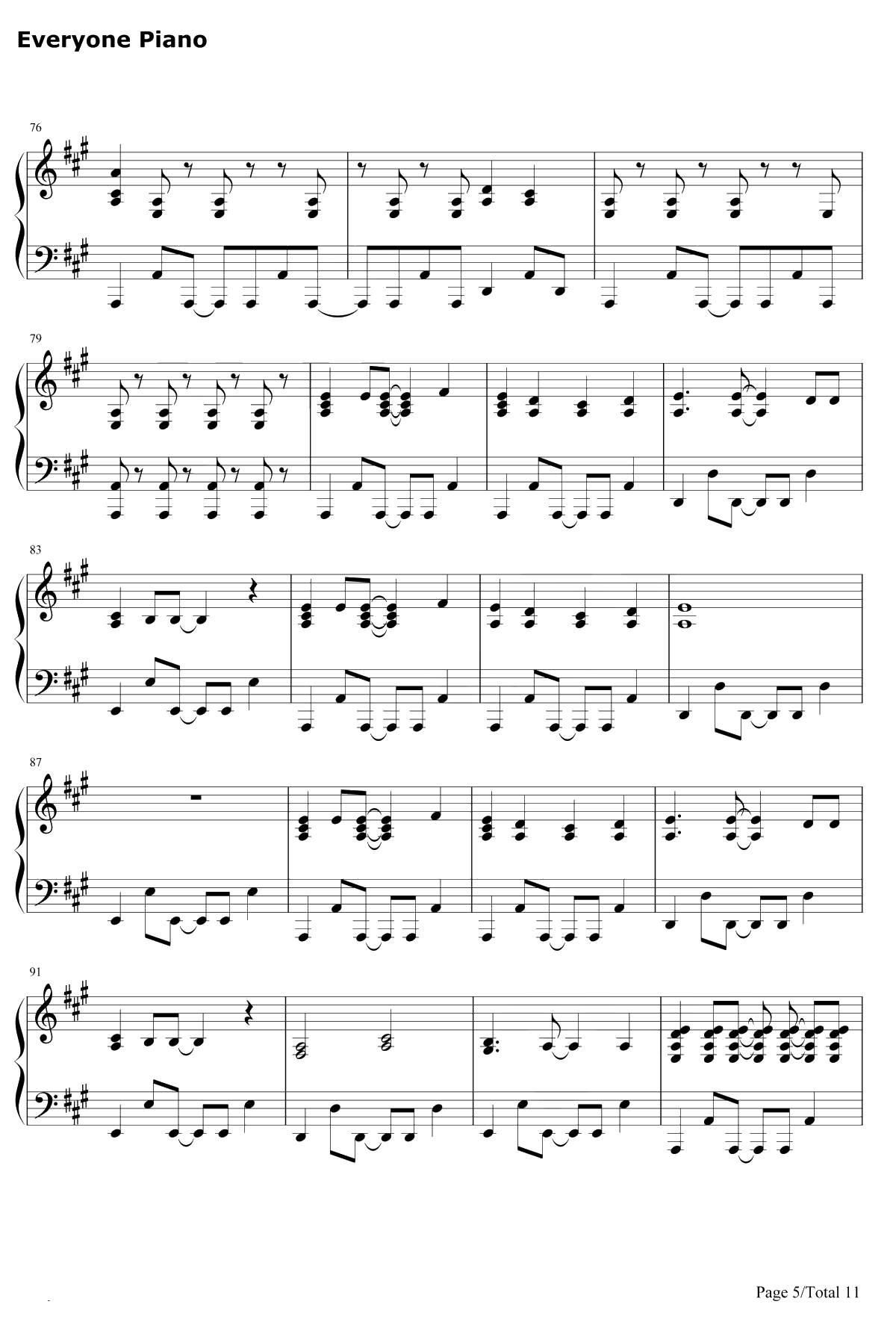 U&I钢琴谱-平泽唯-けいおん！OST-轻音少女OST5