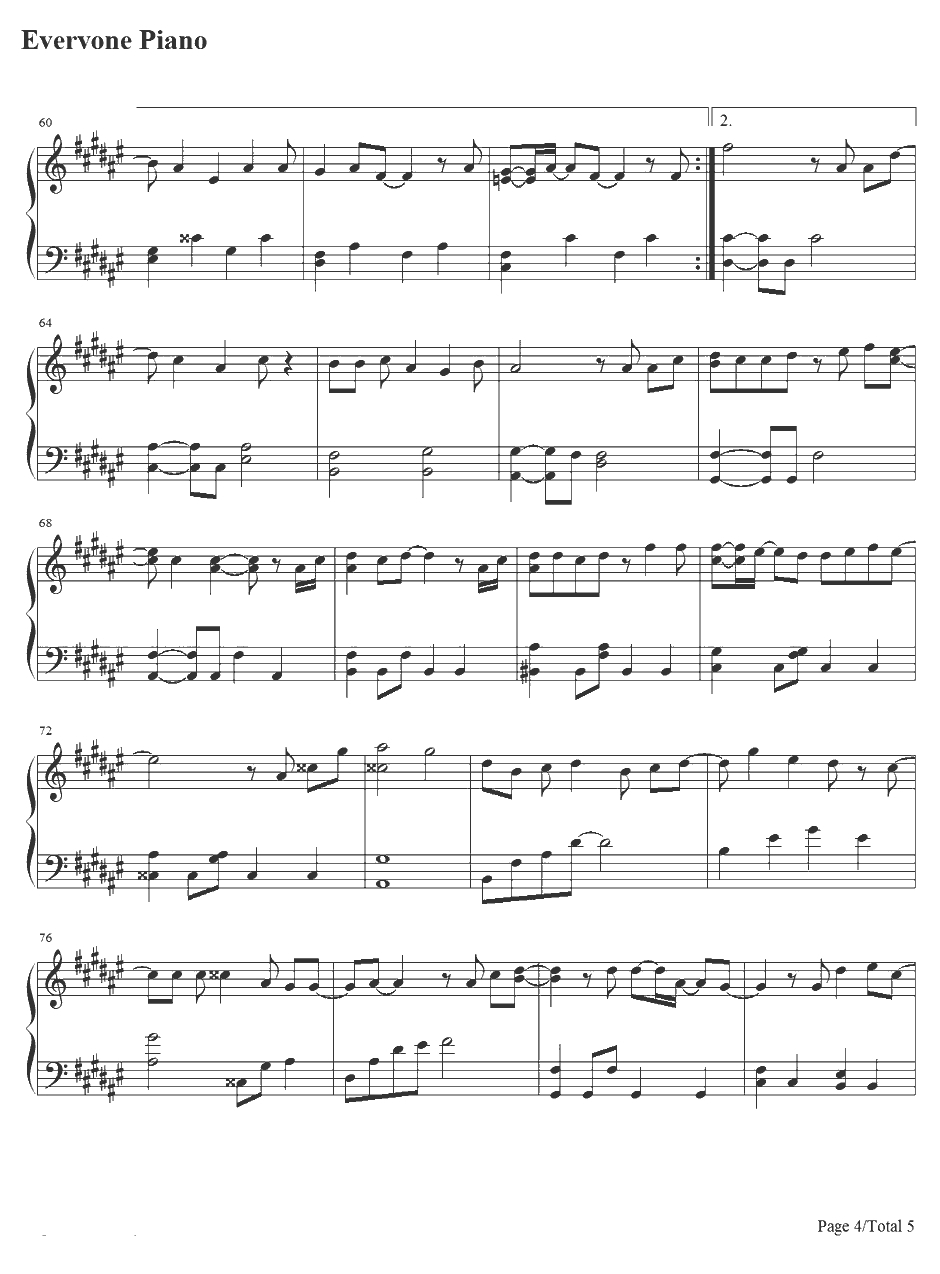 RoadtoGlory钢琴谱-岚4