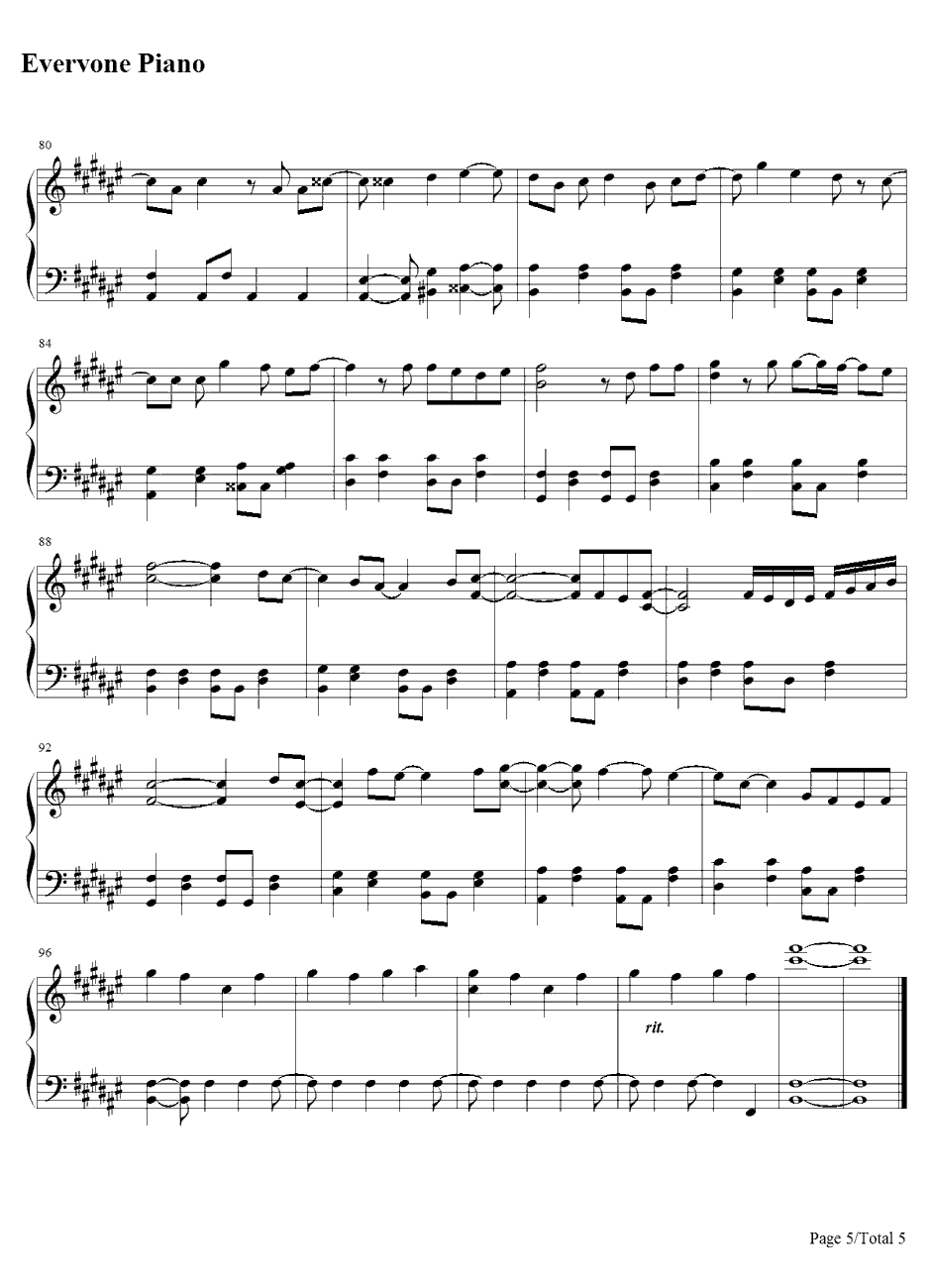 RoadtoGlory钢琴谱-岚5