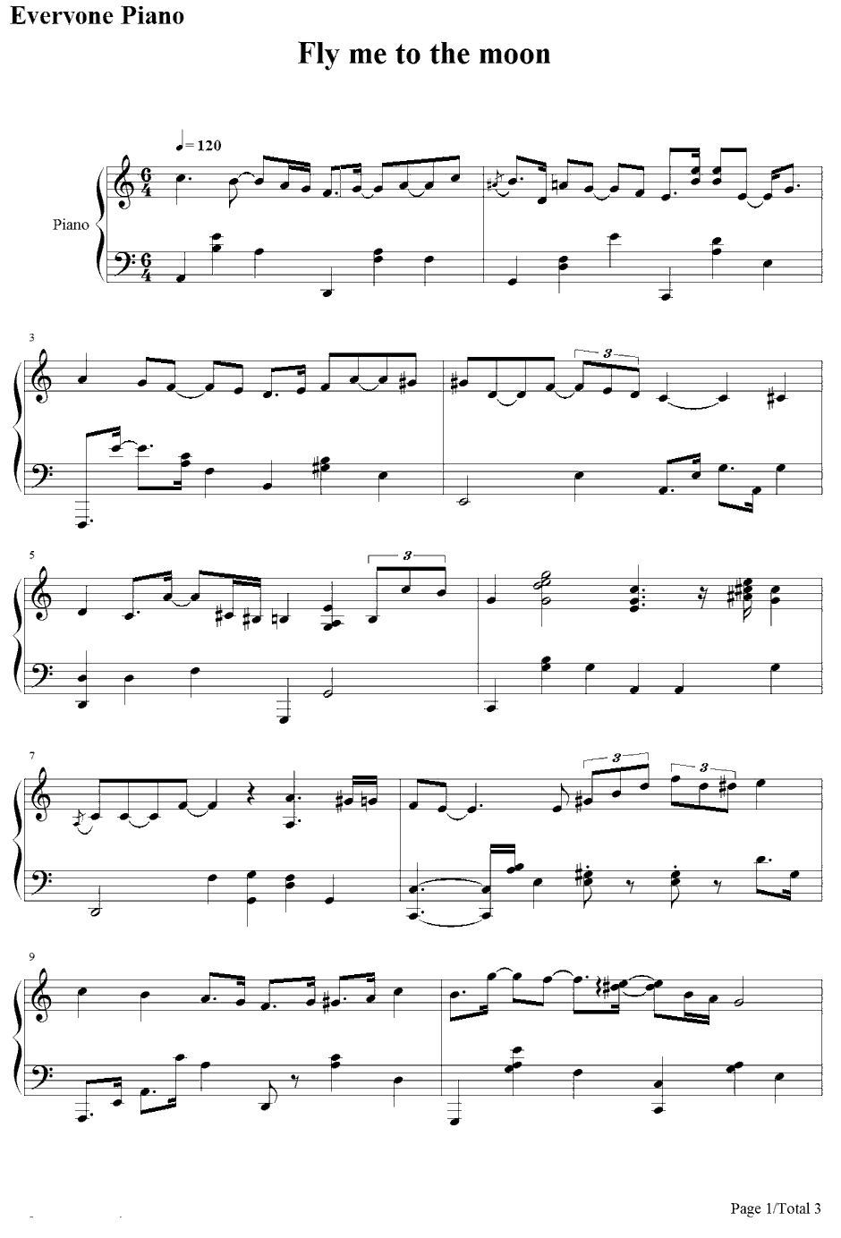 Fly Me to the Moon钢琴谱-BartHoward1