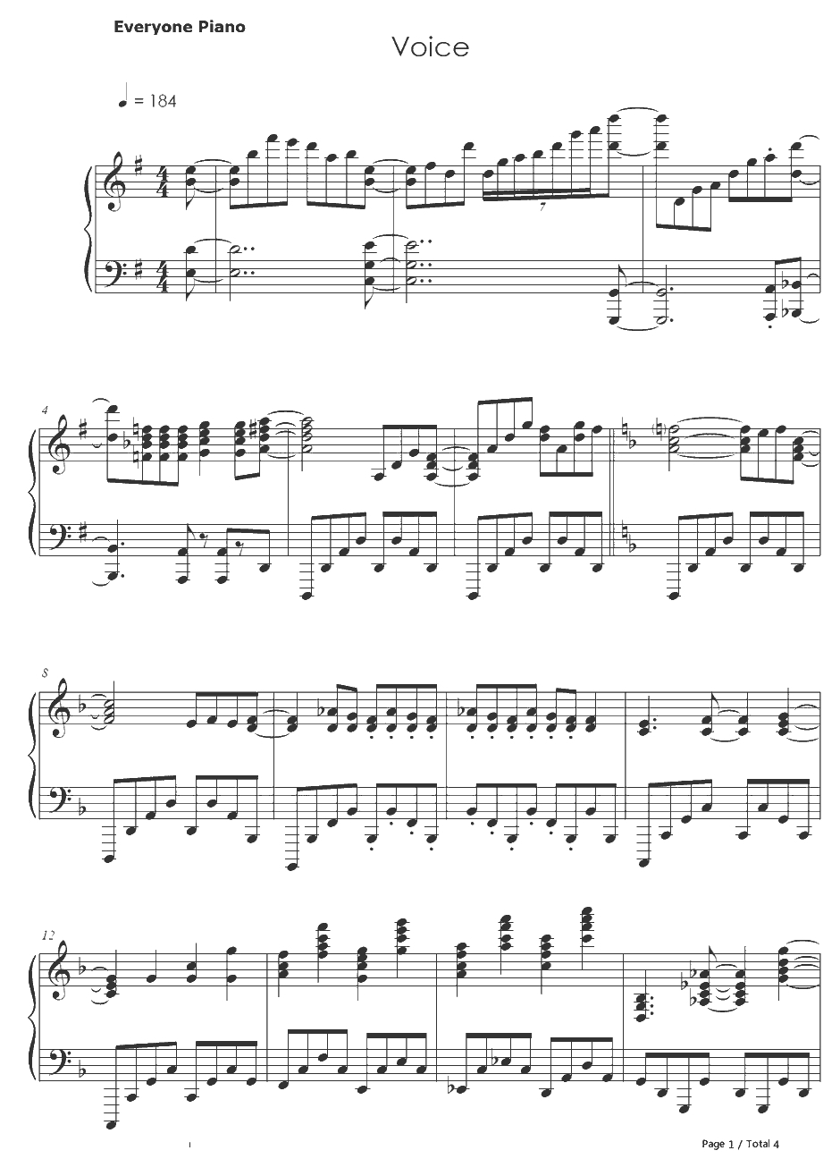 VOICE钢琴谱-ZAQ-中二病也要谈恋爱！恋OP1