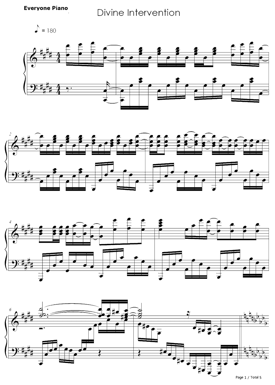 divine inter vention钢琴谱-fhána-魔女的使命OP1