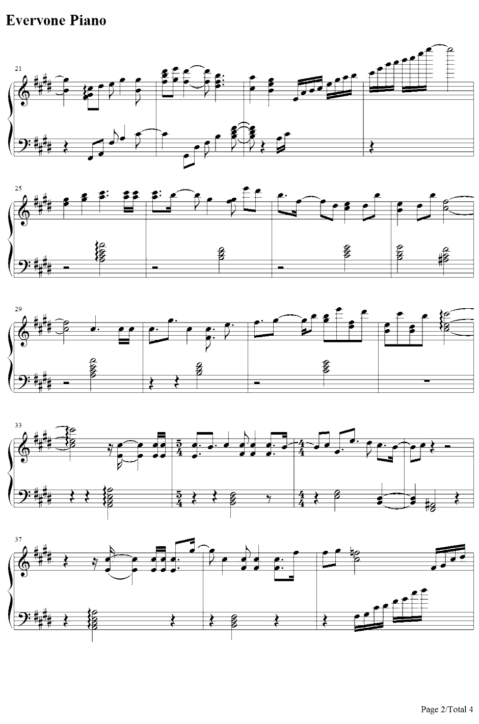 ティアオイエツォン钢琴谱-东方Project-东方妖妖梦2