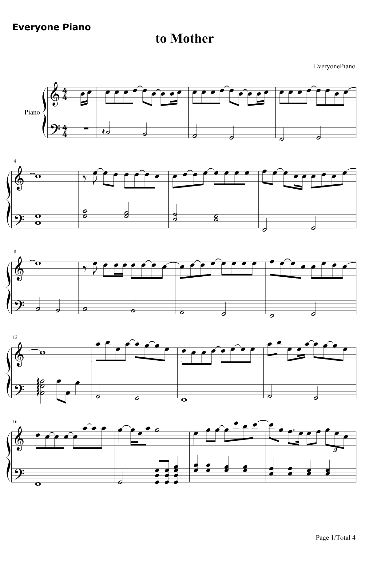 to Mother钢琴谱-YUI1