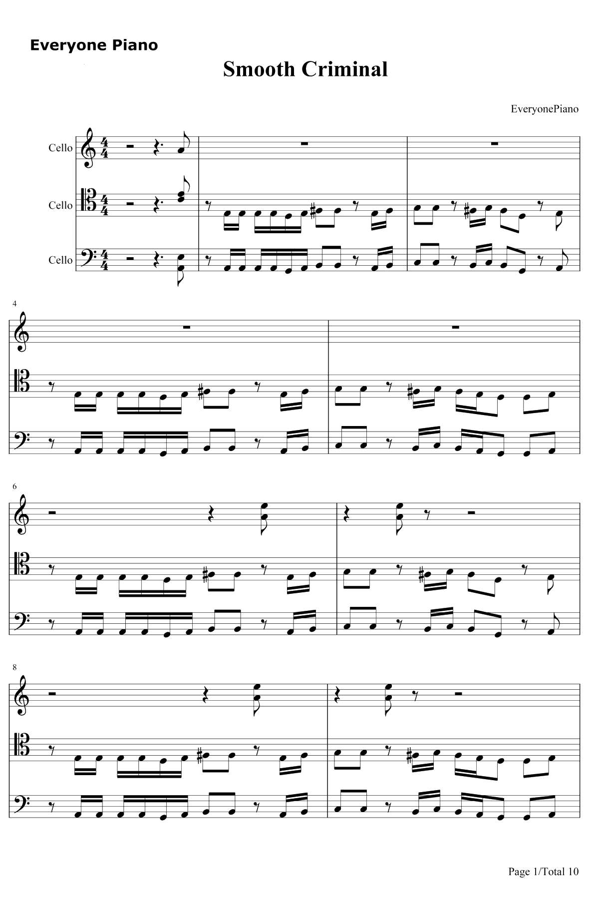 Smooth Criminal钢琴谱-迈克尔杰克逊1