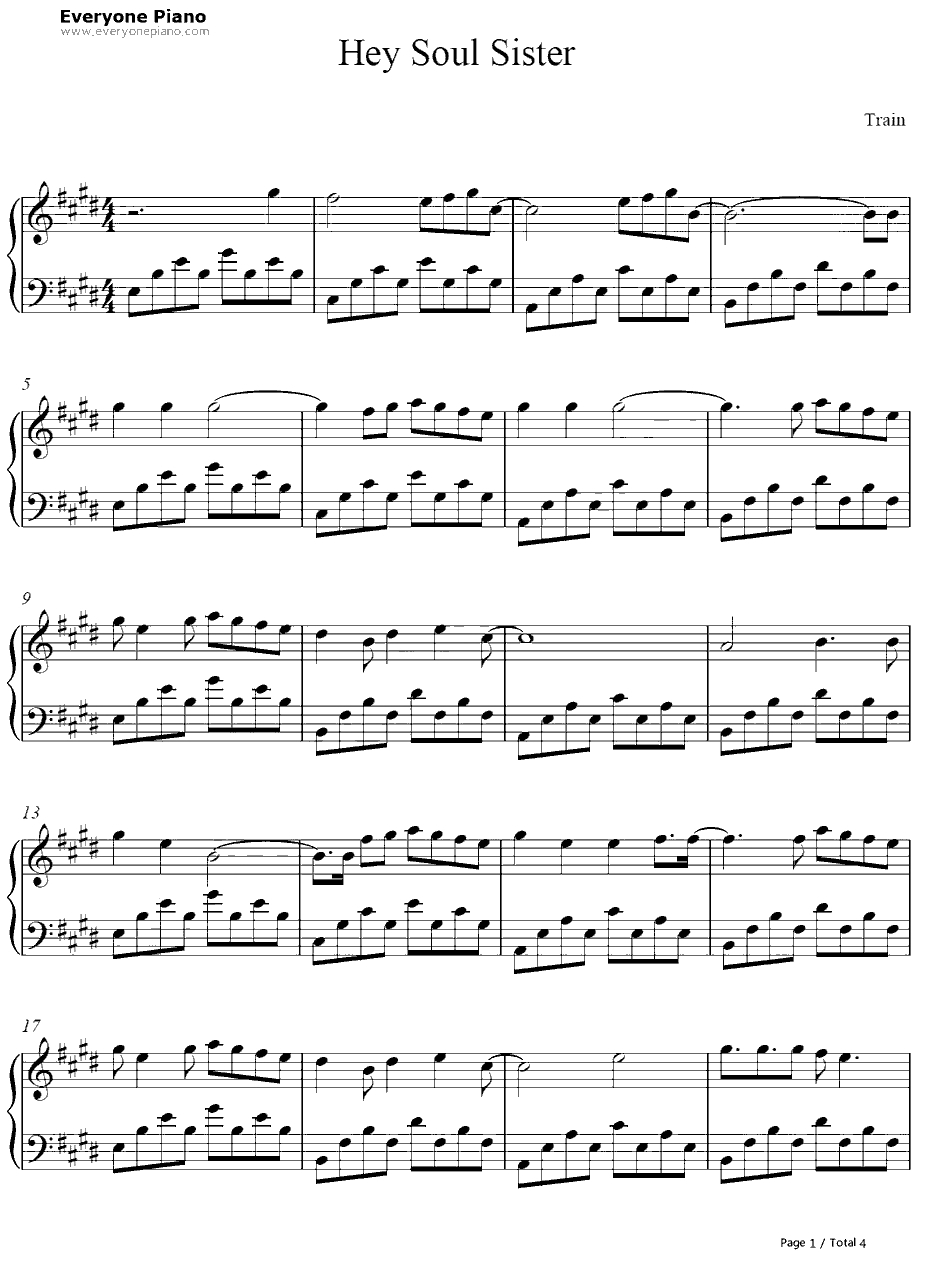 Hey Soul Sister钢琴谱-Train1
