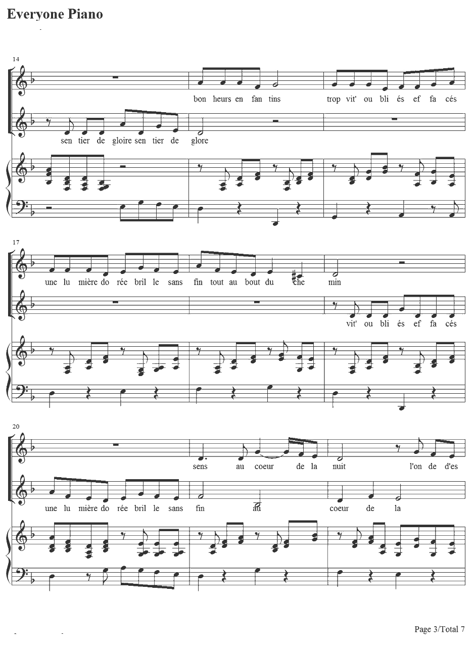 Vois Su rTon Chemin钢琴谱-BrunoCoulais&ChristopheBarratier-放牛班的春天插曲3