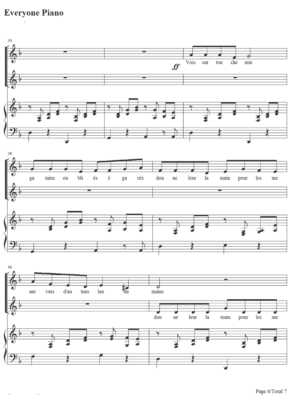 Vois Su rTon Chemin钢琴谱-BrunoCoulais&ChristopheBarratier-放牛班的春天插曲6