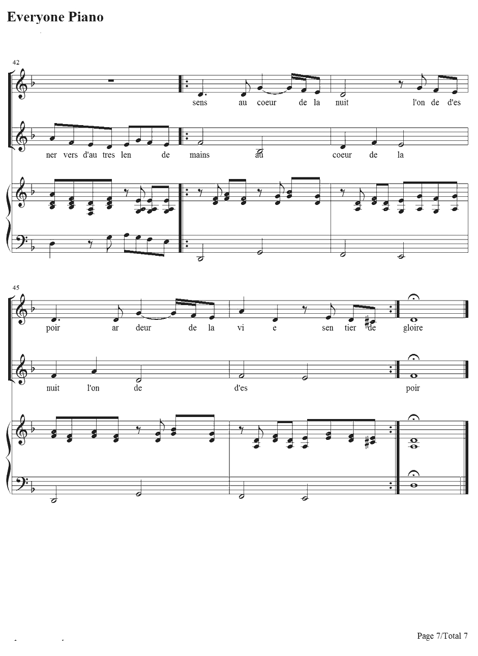 Vois Su rTon Chemin钢琴谱-BrunoCoulais&ChristopheBarratier-放牛班的春天插曲7