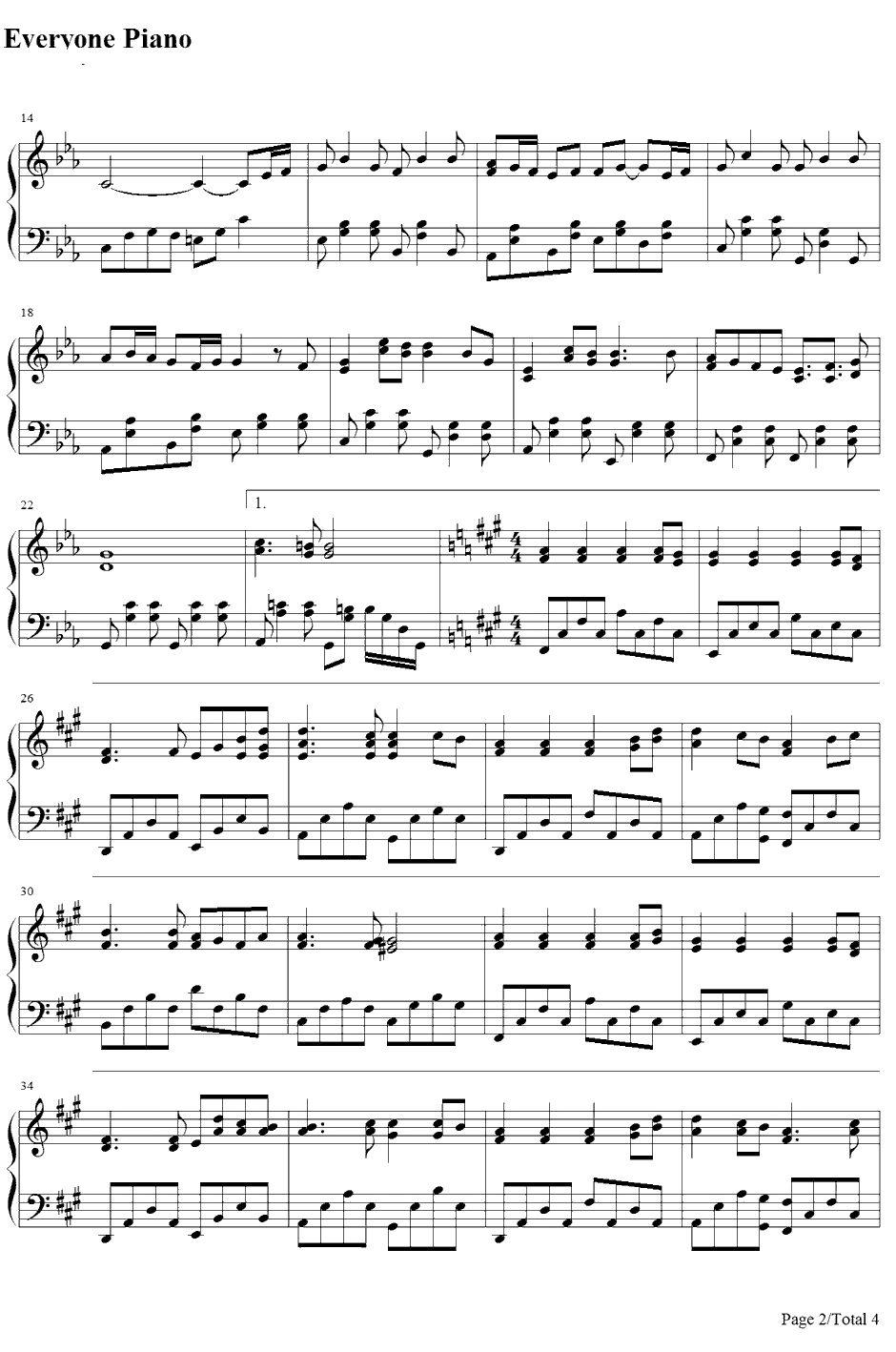 光の旋律钢琴谱-Kalafina-ソ・ラ・ノ・ヲ・トOP-Kalafina2