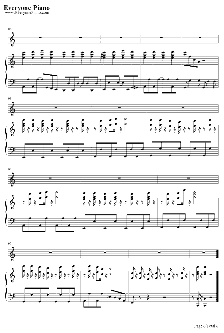 Trou blemaker钢琴谱-岚-不平则鸣2主题曲6