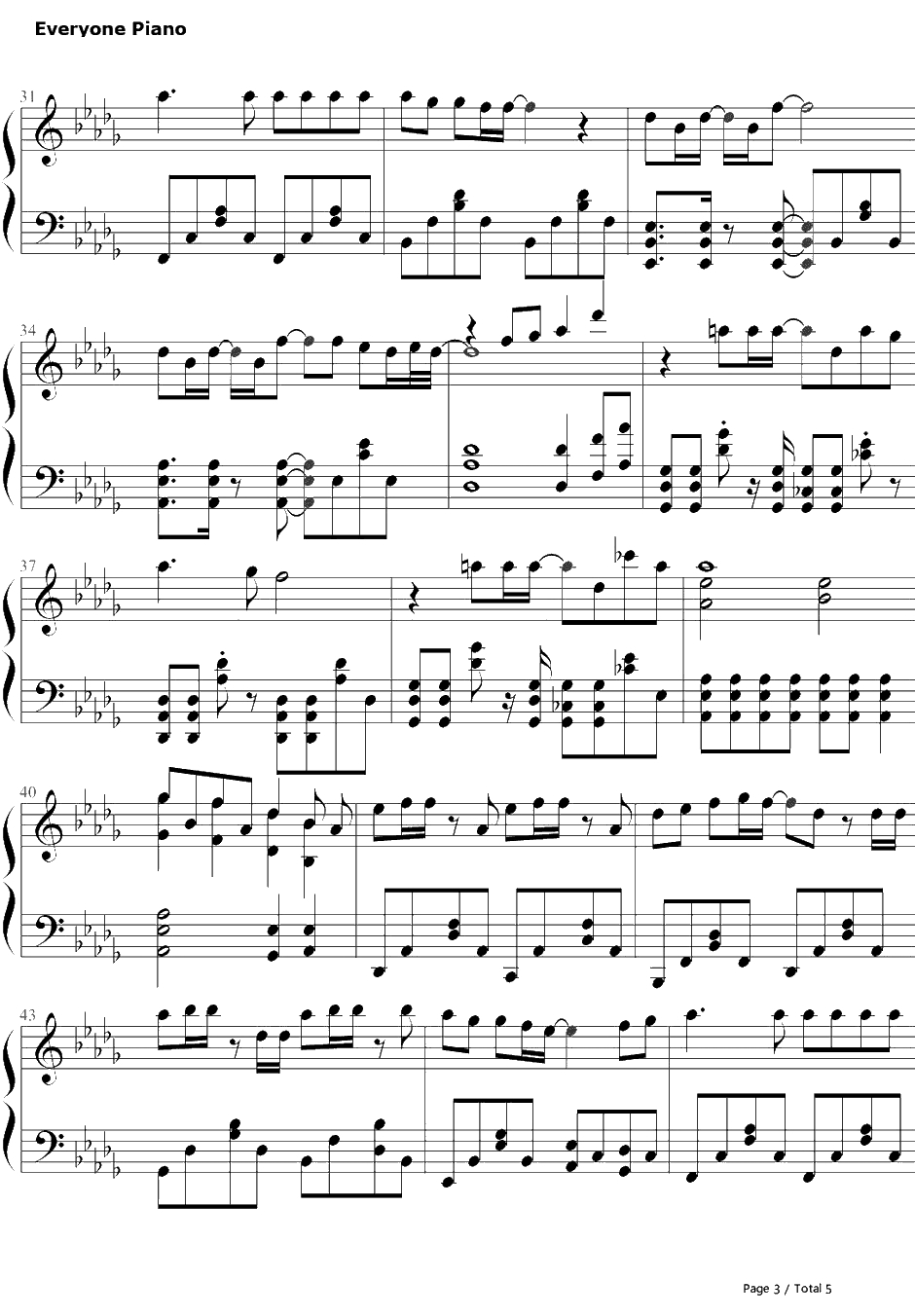 今日までのメロディー钢琴谱-大岛优子（AKB48）-MusicStation版本-直至今日的旋律3